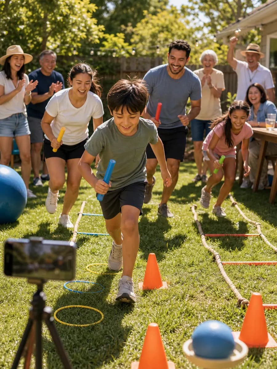 A backyard survival-trials party