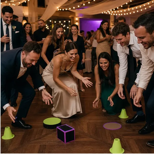 Friends playing party games